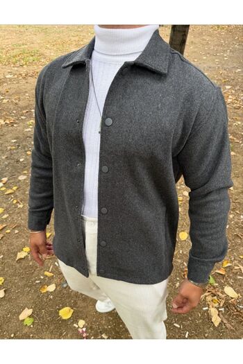 DEFES Men's Oversize Shirt Jacket Shacket Cashmere Seasonal
