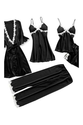 Generic 5-Piece Sleepwear Set Black