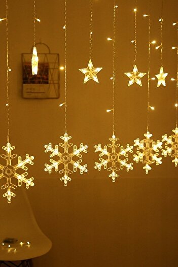BeySüS Christmas Pine Tree Ornament Snowflake Curtain Led Daylight