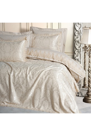 OEM Silva Cappuccino Jacquard Bed Linen and Duvet Cover Set, 5 Pieces (100% Cotton)