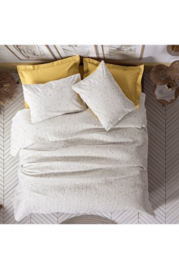OEM Quilted Bed Linen with Elastic 160x200 Tiny Yellow (100% Cotton)