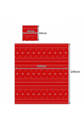 zola Thick blanket and 2 pillowcases set, size 160 x 200 cm/ 40 x 40 cm, red with white inserts
