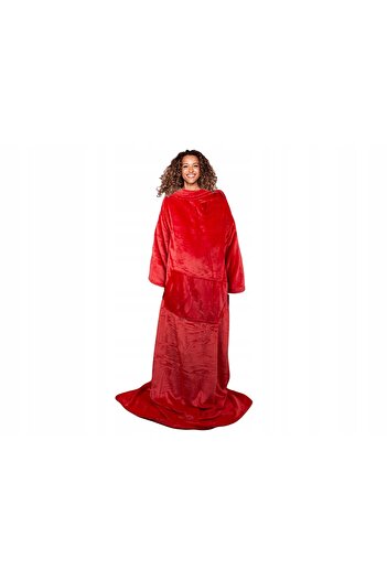 zola Blanket with sleeves, pockets, unisex, soft and comfortable, 140x200, red