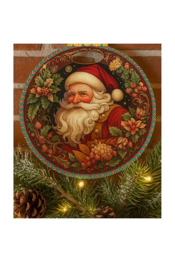 OEM Christmas ceramic decoration, Globe shape, Santa Claus design, for wall or door, Ideal gift for love