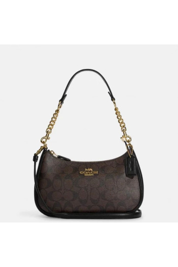 Noname Elegant women's bag similar to the Coach brand, in dark brown color with a gold chain