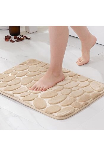 zola Bathroom carpet 3D pattern, beige, 60x40 cm, soft texture, non-slip