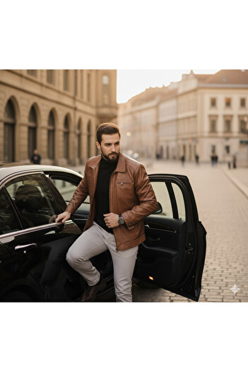 SNR Genuine Lambskin Men's Leather Coat Real Leather Jacket Soft Leather with Fur Inside Leather