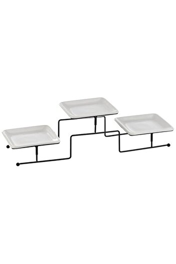Generic Harmony 2724623282022 4pc Set Serving Plates on Rack Set of 4, White