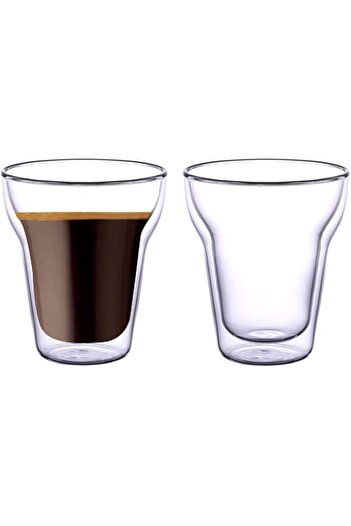 Generic BLACKSTONE Double Wall Glass Tumbler, Clear, Suitable for Coffee, Coffee cups set of 2 Pcs 220 ml -