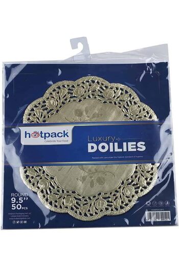 Hotpack Gold Round Doilies 9.5 Inch, 50 Pieces