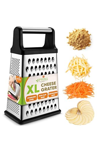 Generic Spring Chef Professional Box Grater, Stainless Steel with 4 Sides, Best for Parmesan Cheese, Vegeta