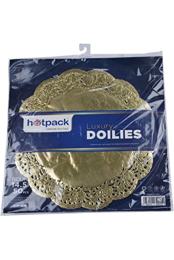 Hotpack HSMRDG14P5 Round Doilies 50-Pieces, 14.5-Inch Size, Gold