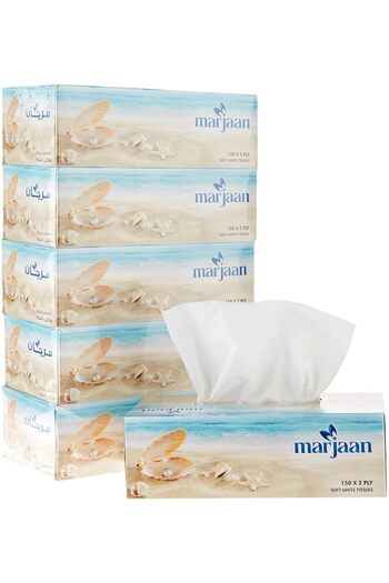 Hotpack Marjan Facial Tissue, 200 Pulls 2 Ply, Pack of 5