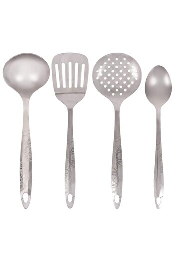 Generic Raj Stainless Steel Cooking Utensil Set Of 4 Pieces, 14 inch, VPI027, Cooking Spoon , Serving Spoon