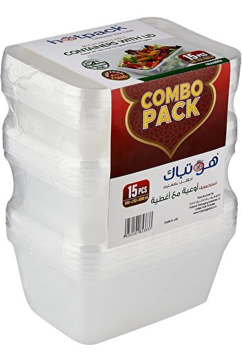 Hotpack Microwave Conatiner 500ml + 750ml + 1000ml, 5 Pieces each size