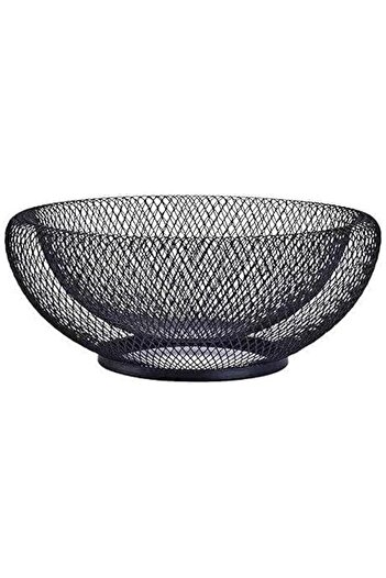 Generic JUKER Metal Mesh Creative Countertop Fruit Basket Bowl Stand for Kitchen, Restaurant, Large Black D