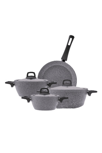 Golden Crown Granite cookware set, 3 pots with stainless steel lid and golden crown frying pan