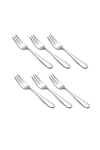Generic HornTide 6-Piece Dessert Forks Set 3 Tines Fruit Salad Fork Cutlery Flatware Stainless Steel Mirror