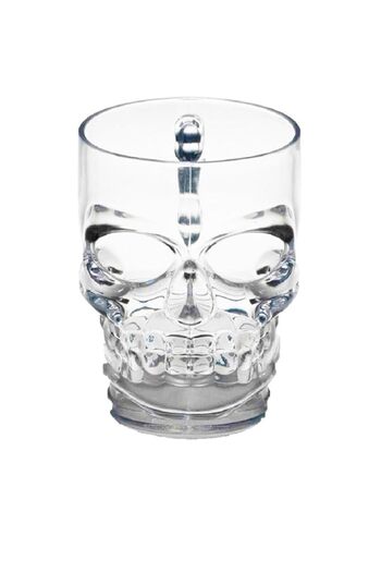 Generic Circleware Skull Face Beer Mug Drinking Glasses with Handle, Set of 2, Heavy Base Funny Entertainme