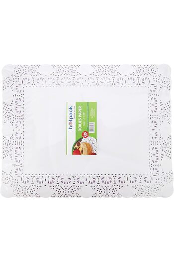Hotpack White Rectangular Paper Doilies 45cm x 35.5cm, 250 Pieces