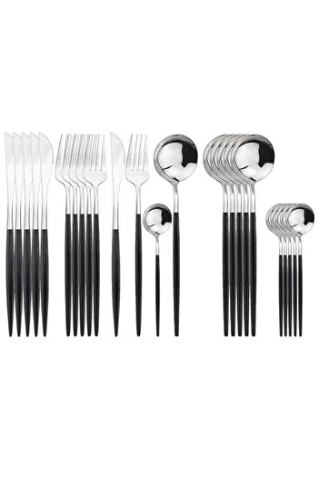 Generic Uniturcky Silver Silverware Set, 24-Piece Stainless Steel Flatware Set Service For 6, Mirror Polish