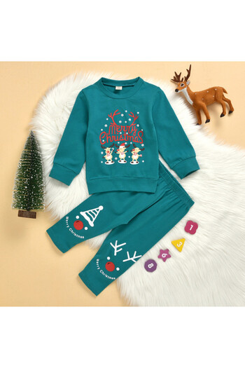 Superbaby Turquoise pajamas for children - Merry Christmas