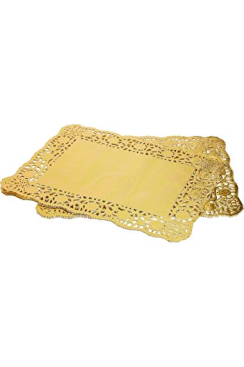 Hotpack Gold Rectangular Doilies 30cm x 40cm Size, 50 Pieces