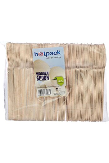 Hotpack Wooden Dessert Spoons, 100 Pieces
