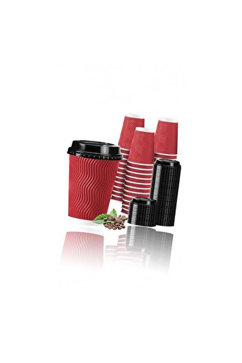 Generic Red 12 oz Disposable Coffee Cups with Lids - 50 Pack, Ideal for Parties, Events, and Daily Use - Pa