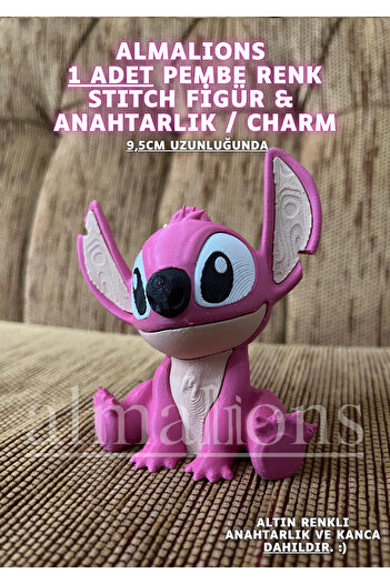 almalions Stitch 9.5 cm Figure Toy Keychain Charm Bag Ornament Pink