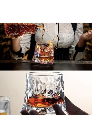 PUFO Set of 6 elegant glasses made of transparent glass with artistic design and inclined convex bottom