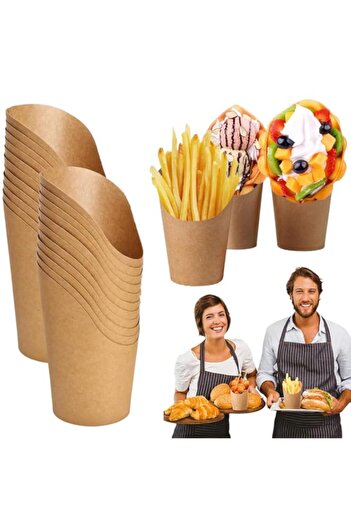 Generic Goodern 50PCS 12oz Disposable French Fries Holder,French Fries Cup Set Take out Party Baking Suppli