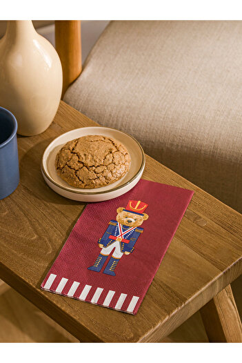 LC Waikiki Burgundy Bear Teddy Printed Paper Napkins 20 Pack