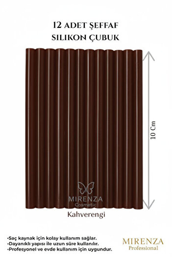 mirenza cosmetic 12Pcs Brown Hair Extension Stick Silicone Rod Keratin Extension Material