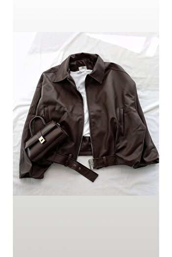 PRİFALDİ Oversize Bomber Leather Jacket