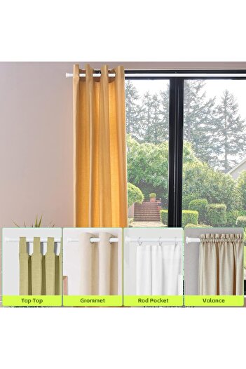 Whimlets Expandable Metal Curtain Rail with Rings, 76-116 cm, Diameter 1.6 cm, White Rod, Patterned Finials