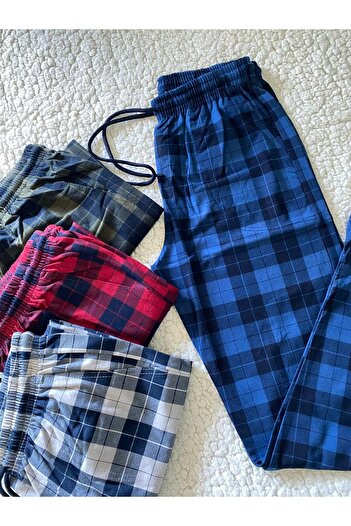 DÜVEN Unisex Women & Men 4-Piece Pajama Bottoms - 100% Cotton Medium Thick Seasonal Sweatpants
