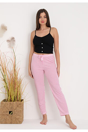 embody Women's Pyjama Trousers Cotton with pink stripes 205