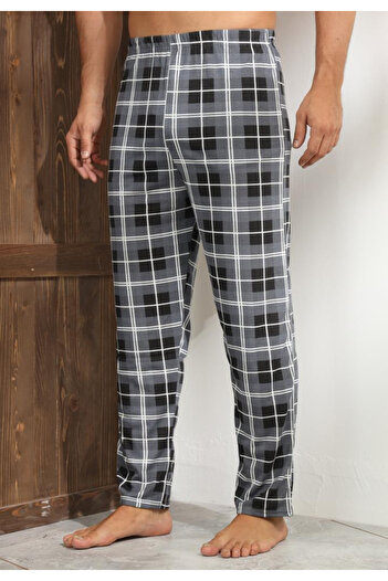 embody Men's Plus Size Pajama Trousers in Cotton, grey check 414