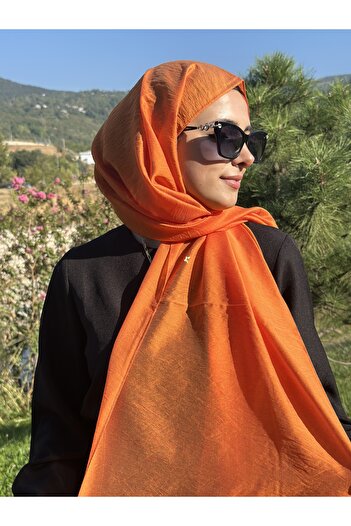 Lantliv Hijab Viscose Silk Blended Aerobin Fabric Solid Color Shawl, Self Wrinkle Pattern Shawl