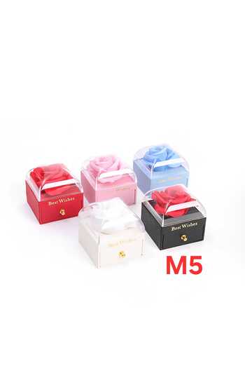 JML Elegant Rose Box, 8x7cm, Stainless Steel Necklace, Hard Plastic Black Color