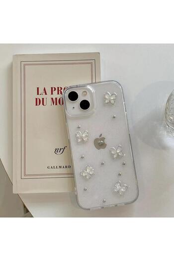 MustCase iPhone 15 Case Butterfly Pattern Glitter Transparent Case Silver Camera Protruding Shiny Cover