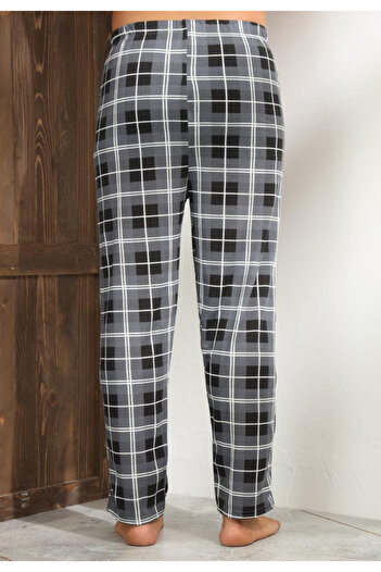 embody Men's Pajama Trousers in Cotton, grey checked 3245