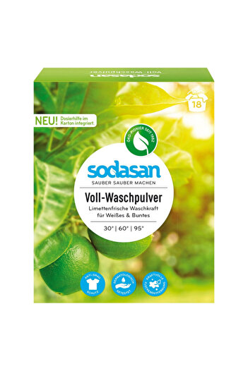 Sodasan Bio Powder Detergent For Heavy Duty Washing Universal With Lime 1010 gr