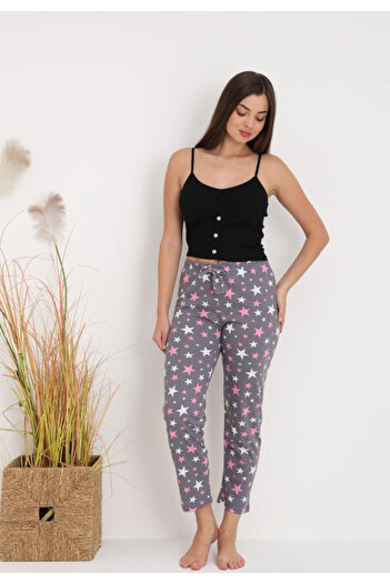embody Women's Pyjama Trousers Cotton stars print grey 212