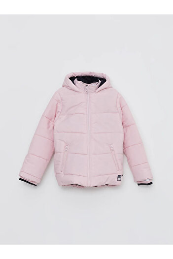 LC Waikiki Southblue Pink Hooded Basic Girls' Puffer Jacket