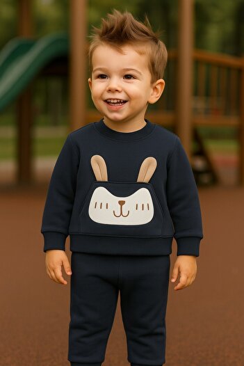 tuma collectıon Erkek Çocuk Kışlık Eşofman Takımı Sweatshirt Alt Pamuklu Üç İplik Şardonlu 1-2-3-4 Yaş