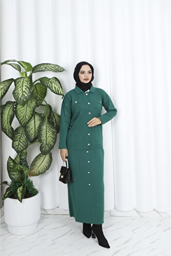 NİSUM MODA Button Detailed Knitwear Skirt Suit