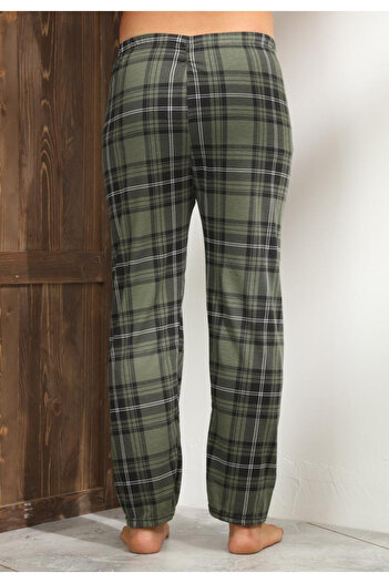 embody Men's Cotton Pajama Trousers, khaki checked 101
