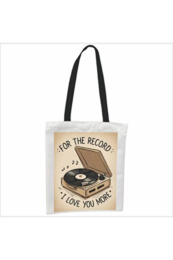 OEM Canvas bag artistic design For the record I love you more